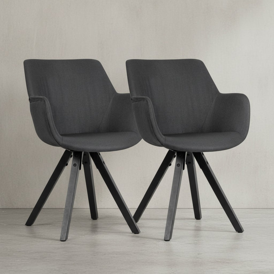 Esszimmerstuhl-Set ESENZIA_ Moderne Design_ Stoffbezug_ Armlehnen_ Filzgleiter_ verschiedene Farben und Größen - KADIMA DESIGN_Farbe_ Schwarz_ Material_ Stoff_ Größe_ 54x58x85 cm_