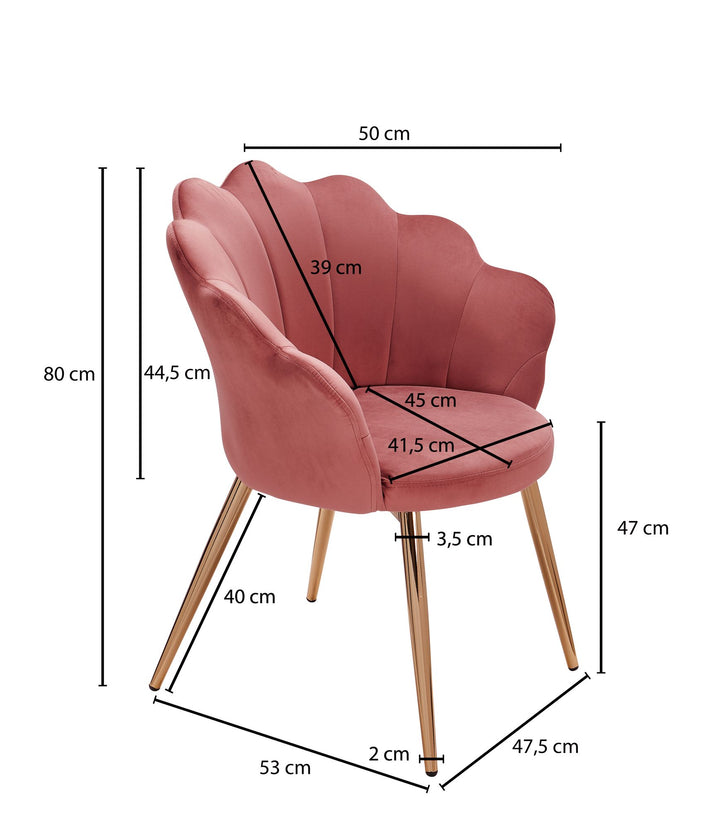 Esszimmerstuhl Tulpe Samt Gepolstert - Küchenstuhl mit Goldfarbenen Beinen - Schalenstuhl Skandinavisches Design - Polsterstuhl mit Stoffbezug_
