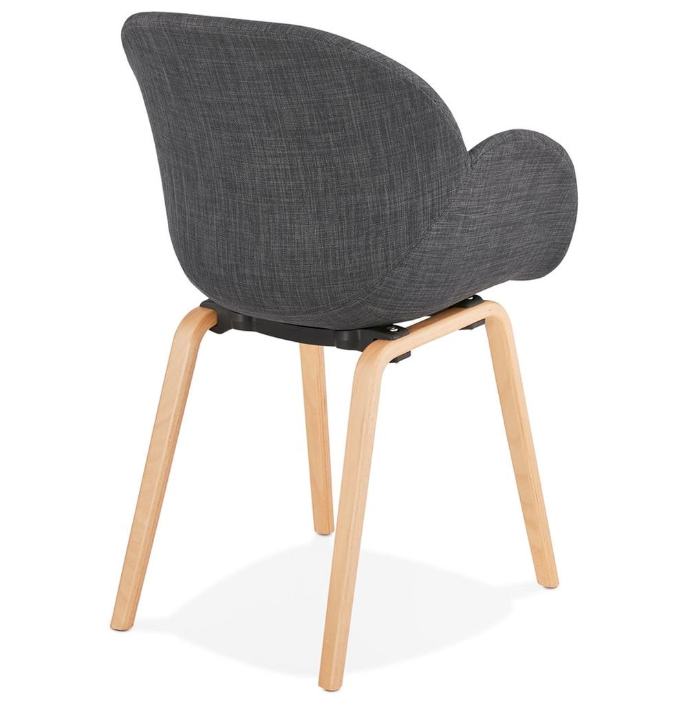 Skandinavischer Stuhl mit Stoffpolsterung - ergonomische Form - Naturholzbeine für zeitloses Design - Wartezimmer geeignet - Kadima Design_