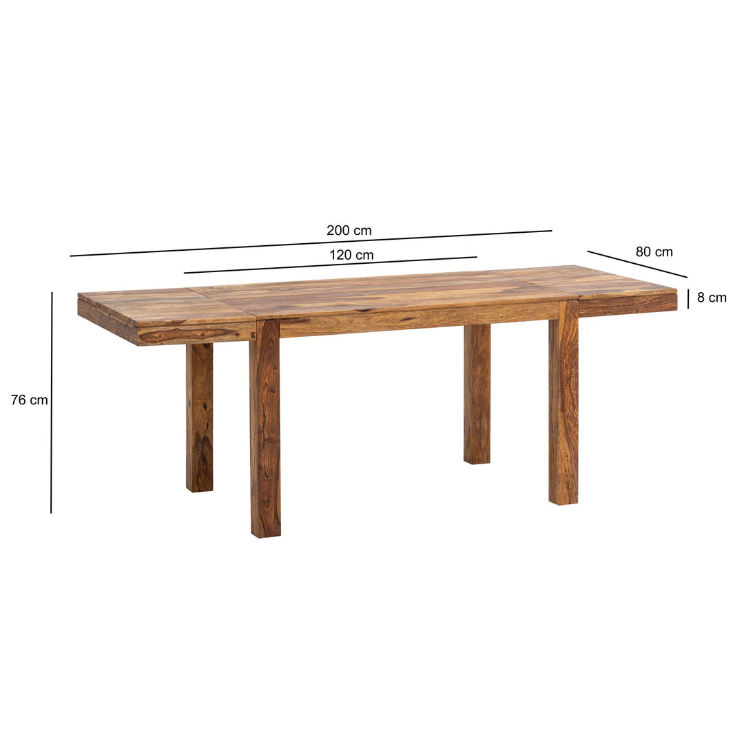 Esszimmertisch – Massivholz Braun 120–200 cm rechteckig verlängerbar