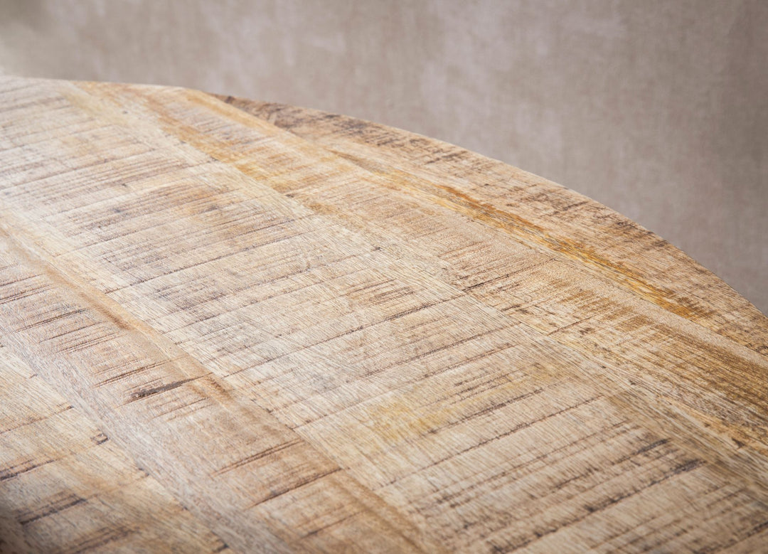 Esszimmertisch – Rund Mango Massivholz 120x120x76 cm Metallbeine