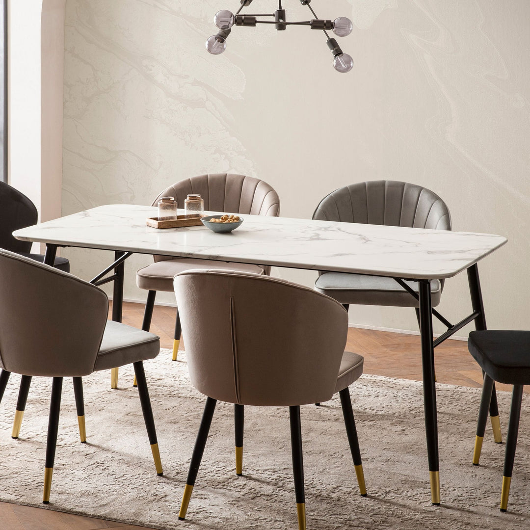 Esstisch Marmoroptik Metall Rechteckig Modern Klein