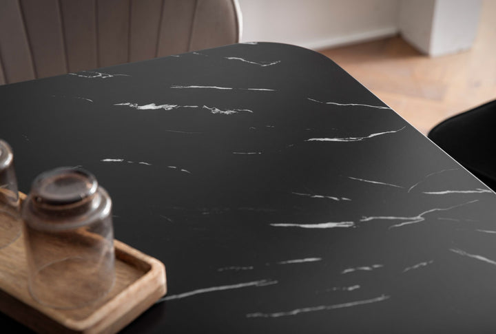 Esstisch Marmoroptik Metall Rechteckig Modern Klein