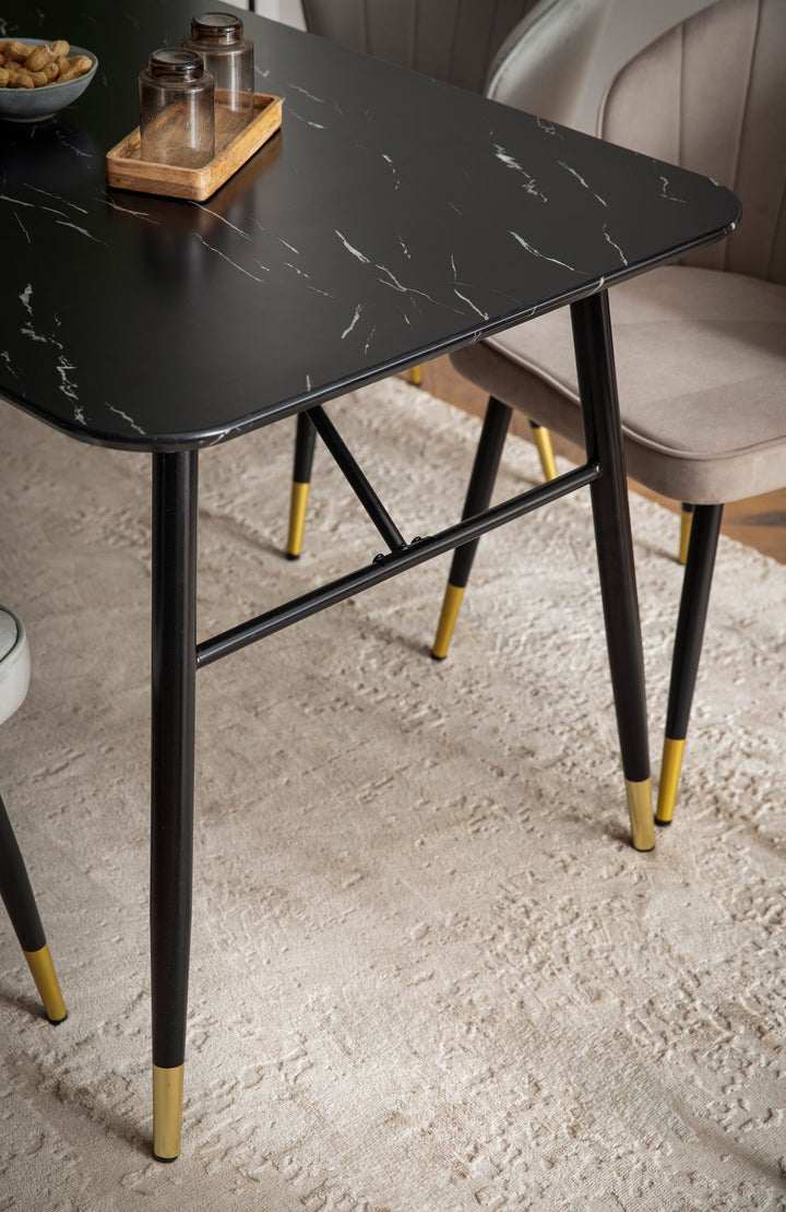 Esstisch Marmoroptik Metall Rechteckig Modern Klein