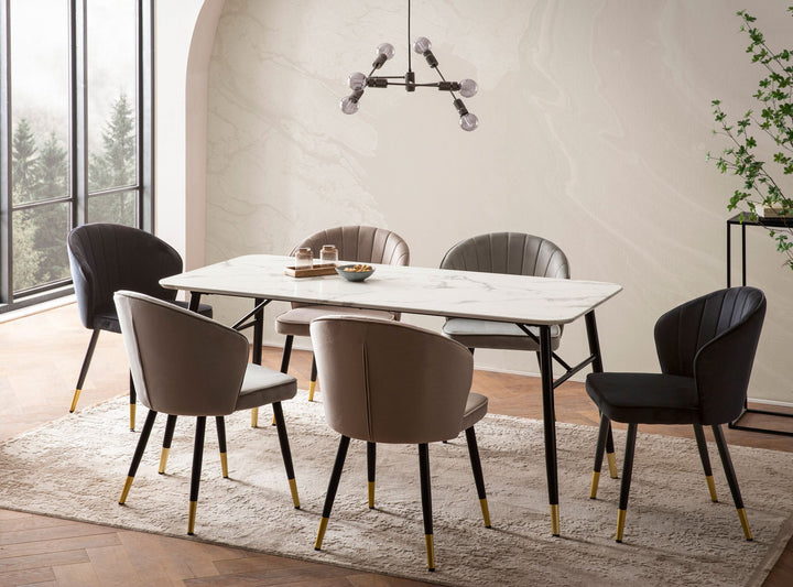 Esstisch Marmoroptik Metall Rechteckig Modern Klein