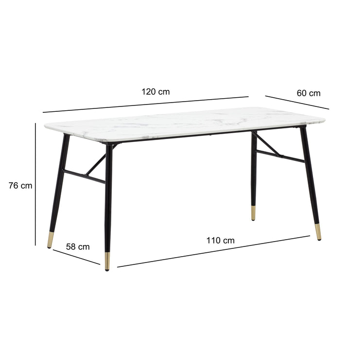 Esstisch Marmoroptik Metall Rechteckig Modern Klein