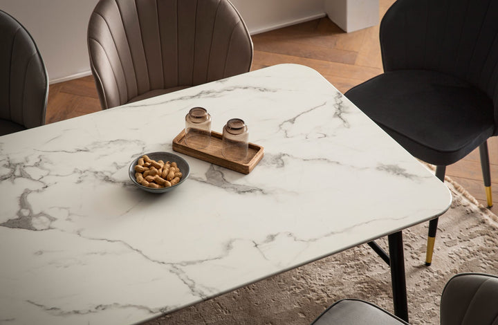 Esstisch Marmoroptik Metall Rechteckig Modern Klein