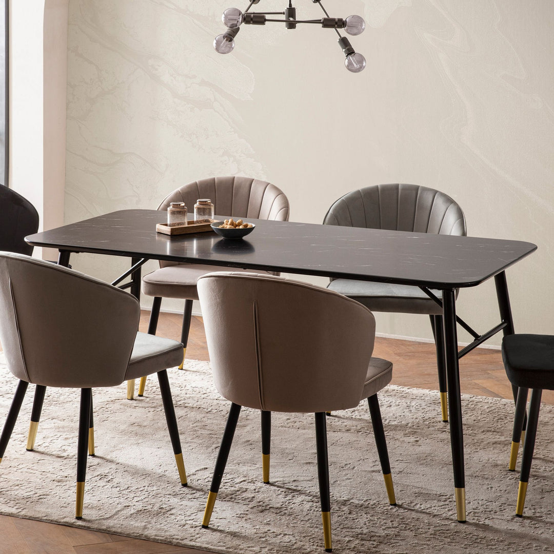 Esstisch Marmoroptik Metall Rechteckig Modern Klein