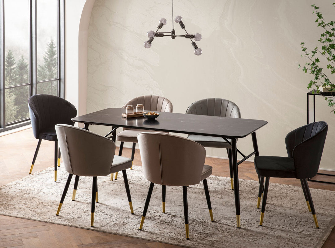 Esstisch Marmoroptik Metall Rechteckig Modern Klein