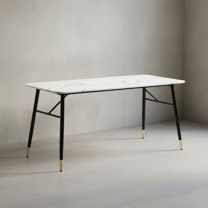 Esszimmertisch 120x60x76 cm Esstisch in Marmor-Optik Modern - Küchentisch Klein - Speisetisch Rechteckig - Tisch Esszimmer mit Metallbeinen_