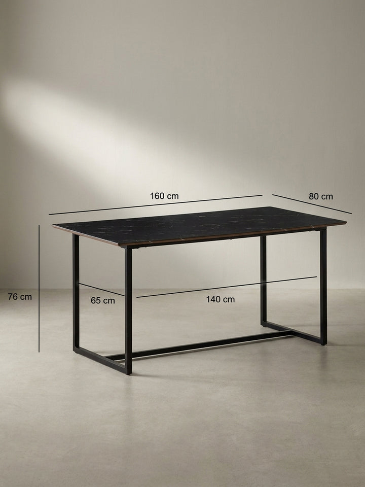 Maßskizze des Esstisches mit den exakten Abmessungen 160 cm Länge 80 cm Breite und 76 cm Höhe zur perfekten Planung im Esszimmer_