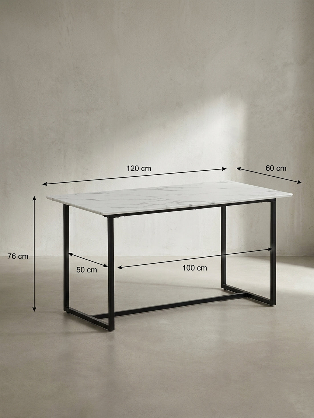 Maßzeichnung AMELAND – Weiß / 120x60x76