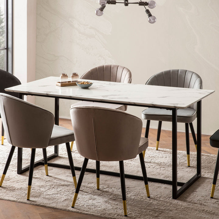 Esstisch Marmoroptik Metall Rechteckig Modern Klein
