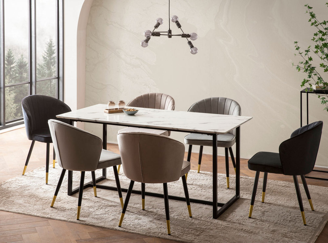 Esstisch Marmoroptik Metall Rechteckig Modern Klein