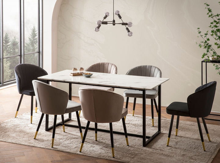 Esstisch Marmoroptik Metall Rechteckig Modern Klein