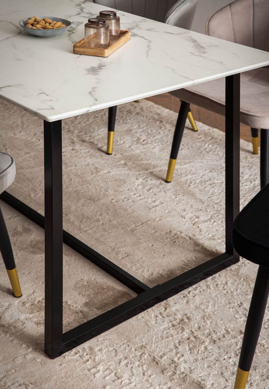 Esstisch Marmoroptik Metall Rechteckig Modern Klein