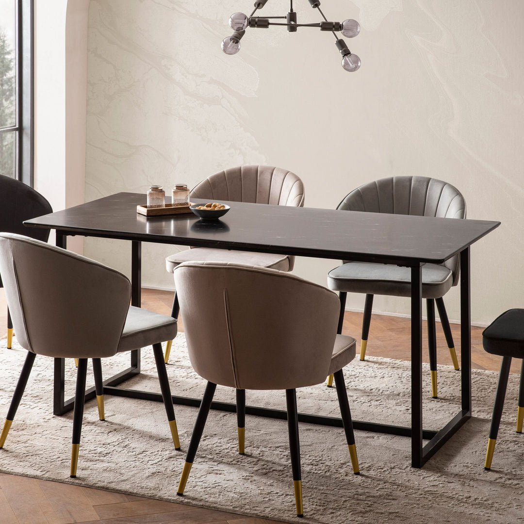 Esstisch Marmoroptik Metall Rechteckig Modern Klein