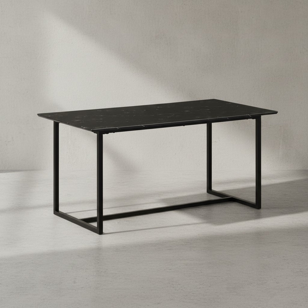 Esszimmertisch 120x60x76 cm Küchentisch in Marmor-Optik Modern - Esstisch Klein - Speisetisch Rechteckig - Tisch Esszimmer mit Metallbeinen_