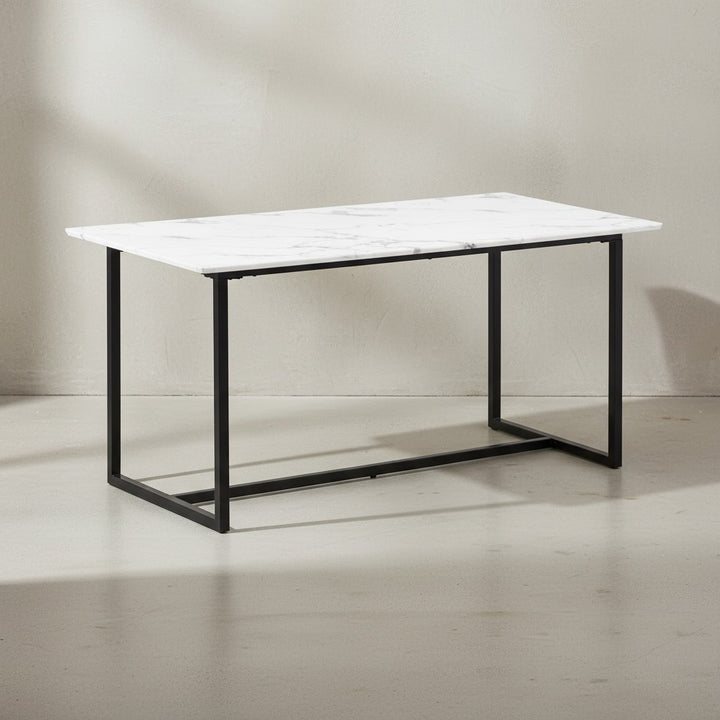 Esszimmertisch 160x80x76 cm Küchentisch in Marmor-Optik Modern - Esstisch Klein - Speisetisch Rechteckig - Tisch Esszimmer mit Metallbeinen_