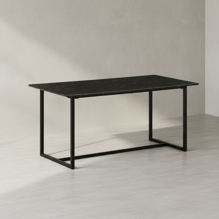 Esszimmertisch 160x80x76 cm Küchentisch in Marmor-Optik Modern - Esstisch Klein - Speisetisch Rechteckig - Tisch Esszimmer mit Metallbeinen_