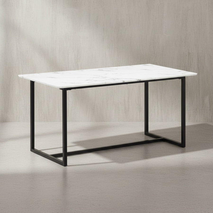 Esszimmertisch 180x90x76 cm Küchentisch in Marmor-Optik Modern - Esstisch Klein - Speisetisch Rechteckig - Tisch Esszimmer mit Metallbeinen_