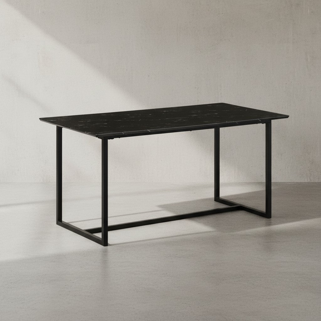 Esszimmertisch 180x90x76 cm Küchentisch in Marmor-Optik Modern - Esstisch Klein - Speisetisch Rechteckig - Tisch Esszimmer mit Metallbeinen_
