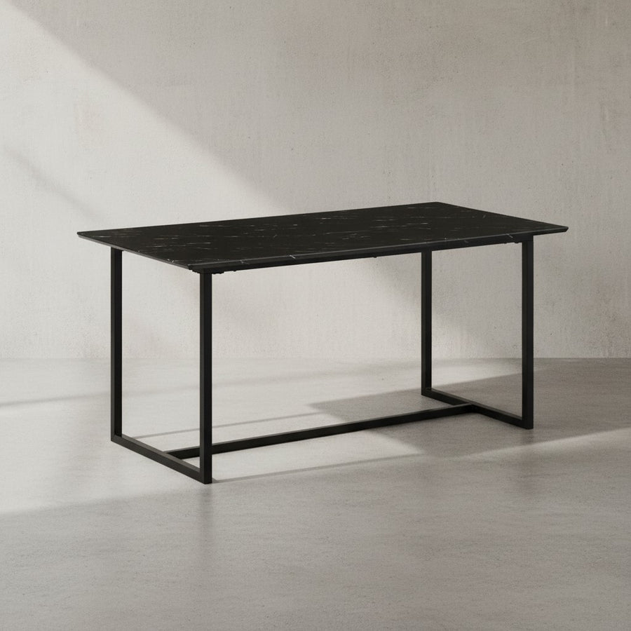 Esszimmertisch 180x90x76 cm Küchentisch in Marmor-Optik Modern - Esstisch Klein - Speisetisch Rechteckig - Tisch Esszimmer mit Metallbeinen_