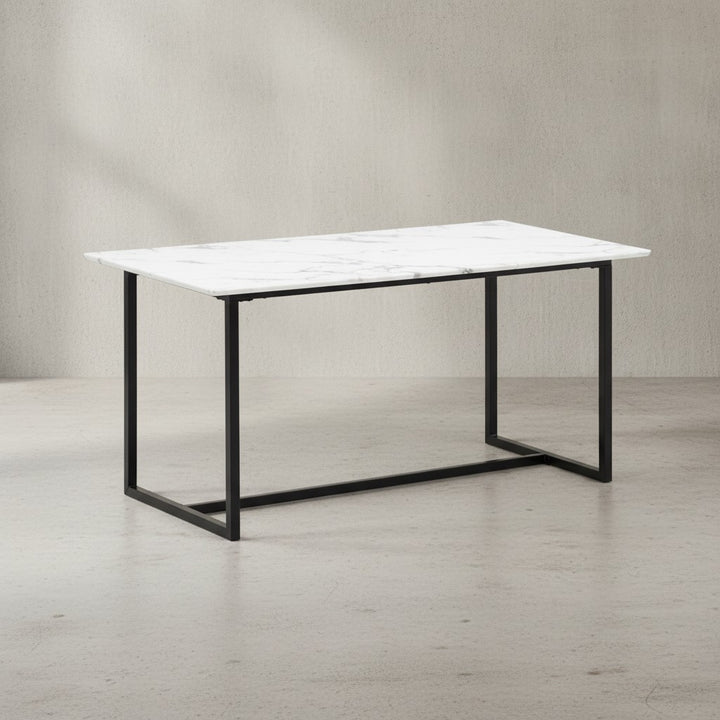 Esszimmertisch 200x90x76 cm Küchentisch in Marmor-Optik Modern mit Metallbeinen_