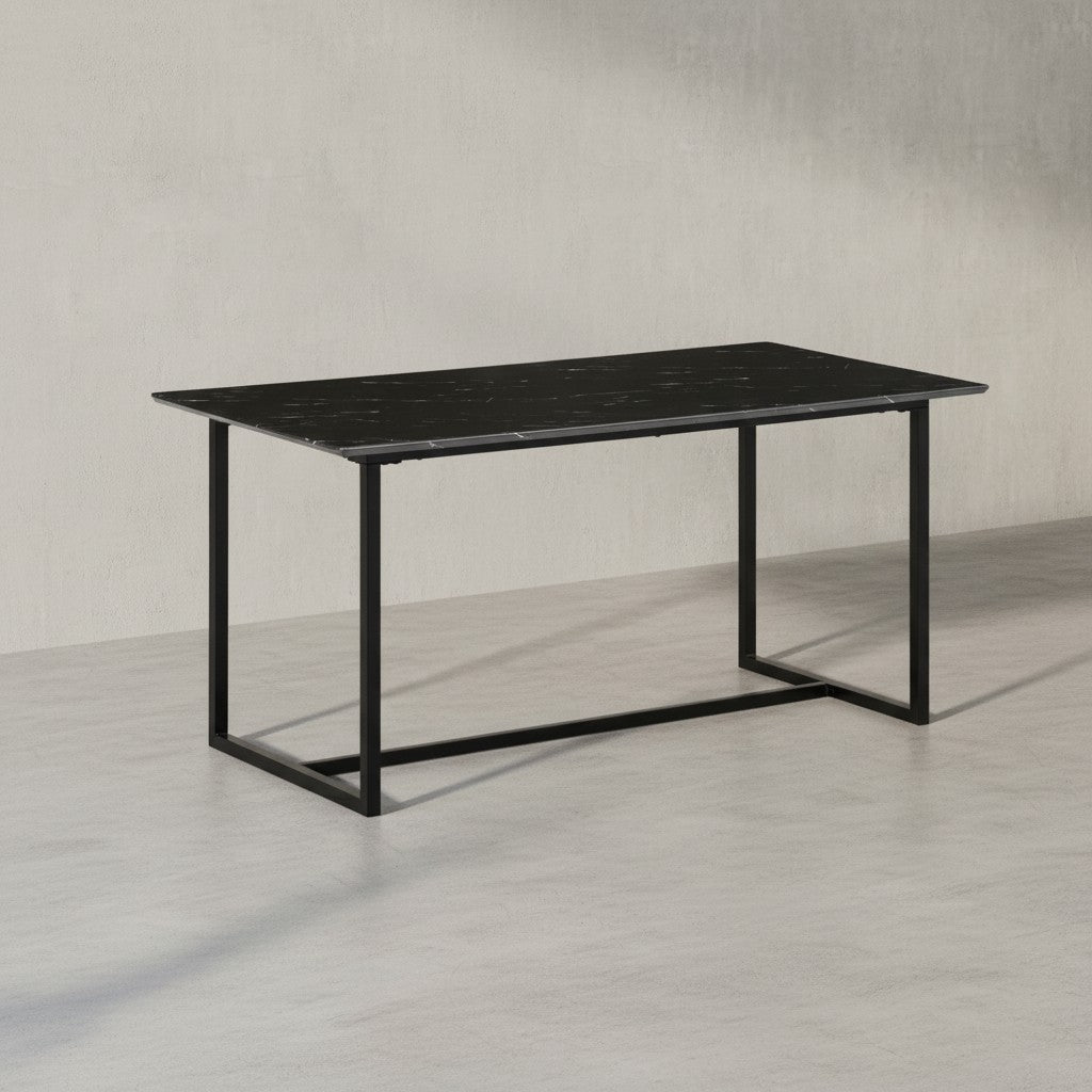 Esszimmertisch 200x90x76 cm in Marmor-Optik Modern Rechteckig mit Metallbeinen_