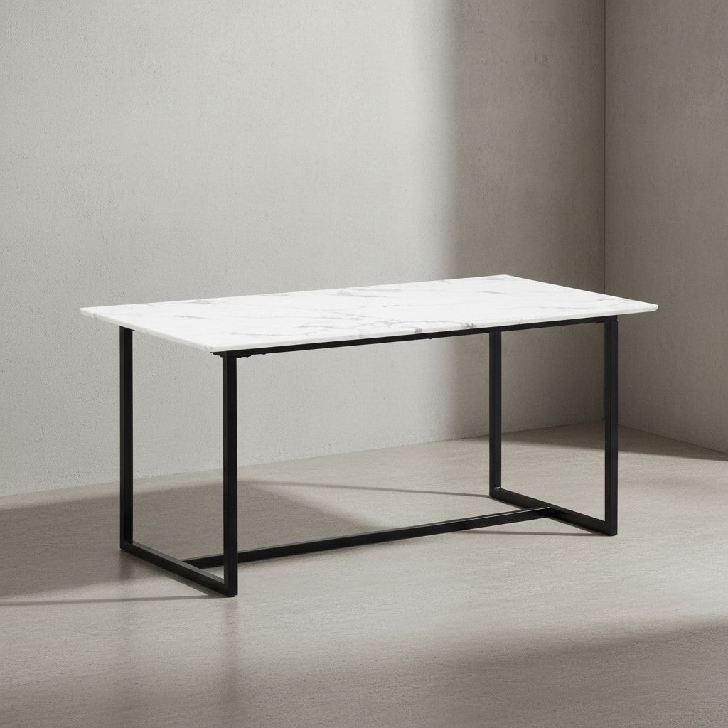 Esszimmertisch 120x60x76 cm Küchentisch in Marmor-Optik Modern - Esstisch Klein - Speisetisch Rechteckig - Tisch Esszimmer mit Metallbeinen_