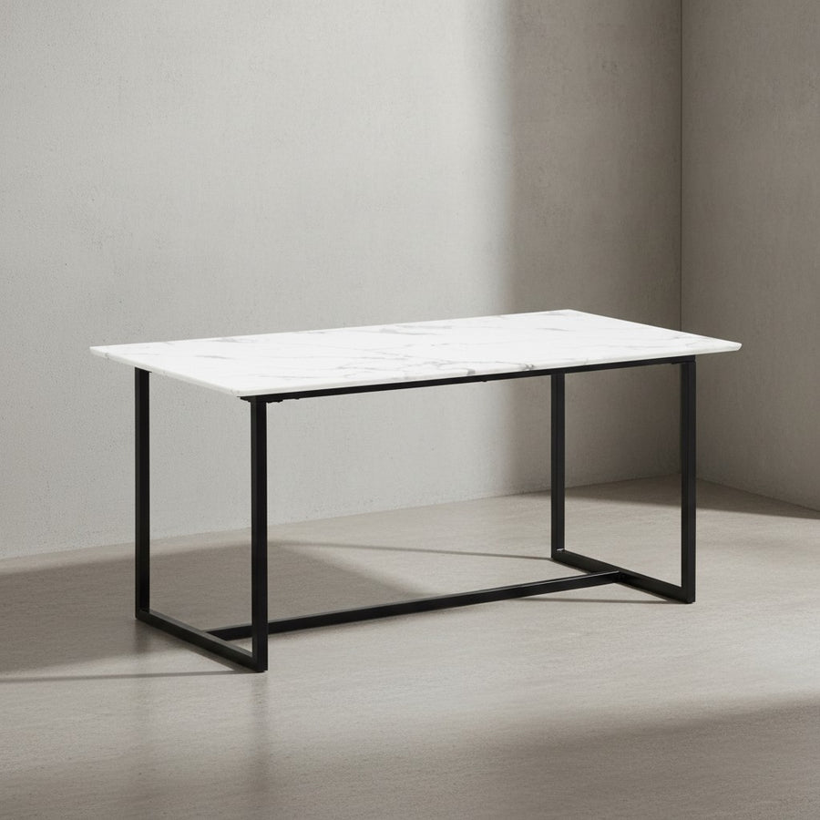 Esszimmertisch 120x60x76 cm Küchentisch in Marmor-Optik Modern - Esstisch Klein - Speisetisch Rechteckig - Tisch Esszimmer mit Metallbeinen_