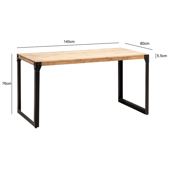 Esszimmertisch Massivholz Metall Esstisch Industrial - Küchentisch mit Metallbeinen - Holztisch Klein - Speisetisch Esszimmer Rechteckig_