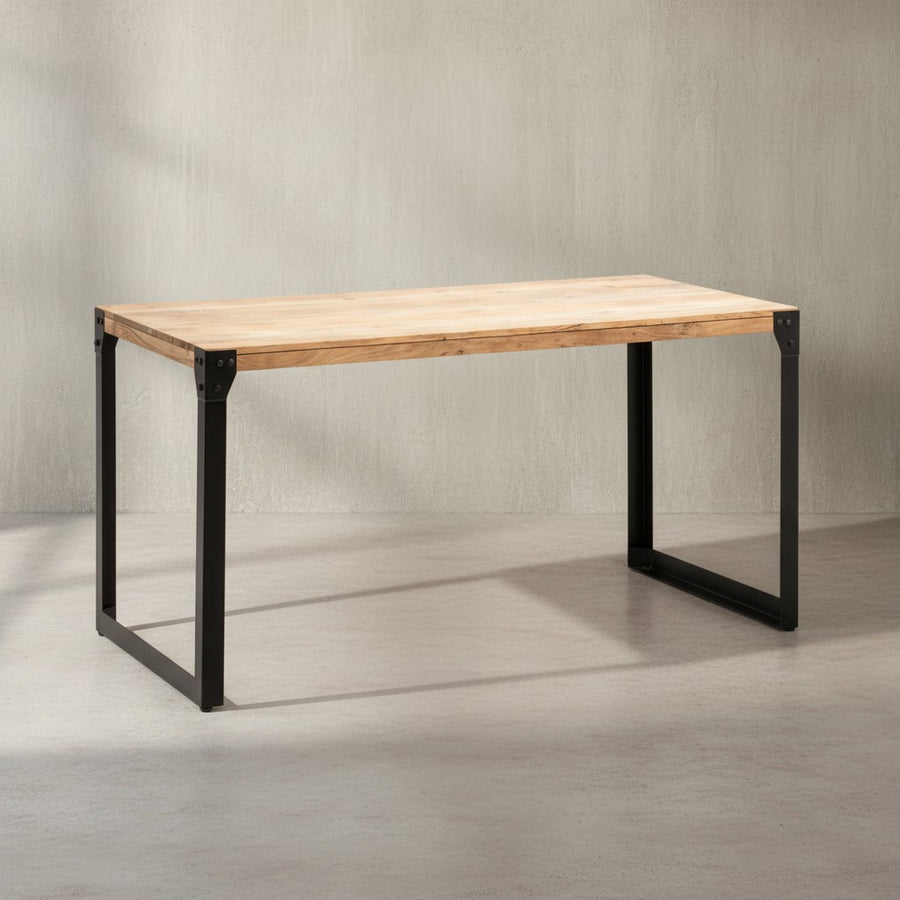 Esszimmertisch Massivholz Metall Esstisch Industrial - Küchentisch mit Metallbeinen - Holztisch Klein - Speisetisch Esszimmer Rechteckig_