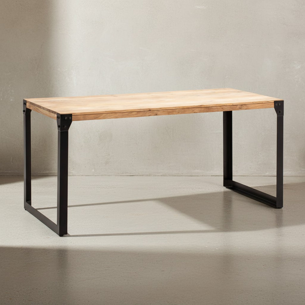 Esszimmertisch Massivholz Metall Esstisch Industrial - Küchentisch mit Metallbeinen - Holztisch Klein - Speisetisch Esszimmer Rechteckig_