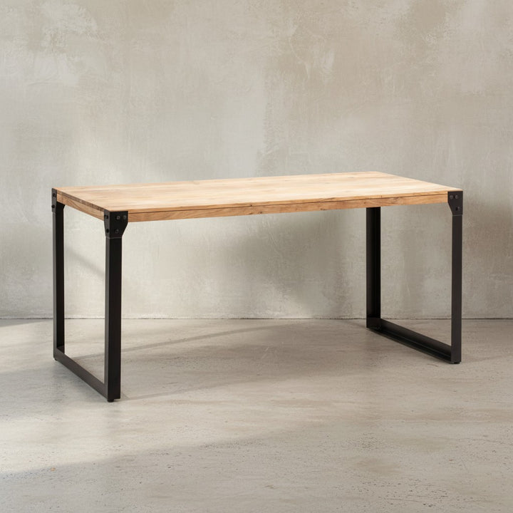 Esszimmertisch Massivholz Metall Esstisch Industrial - Küchentisch mit Metallbeinen - Holztisch Klein - Speisetisch Esszimmer Rechteckig_