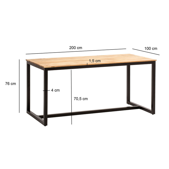 Esstisch Massivholz Metall Rechteckig Loft-Stil