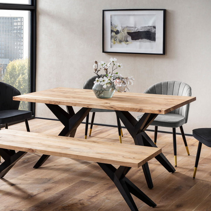 Esstisch Massivholz Metall Rechteckig Loft-Stil