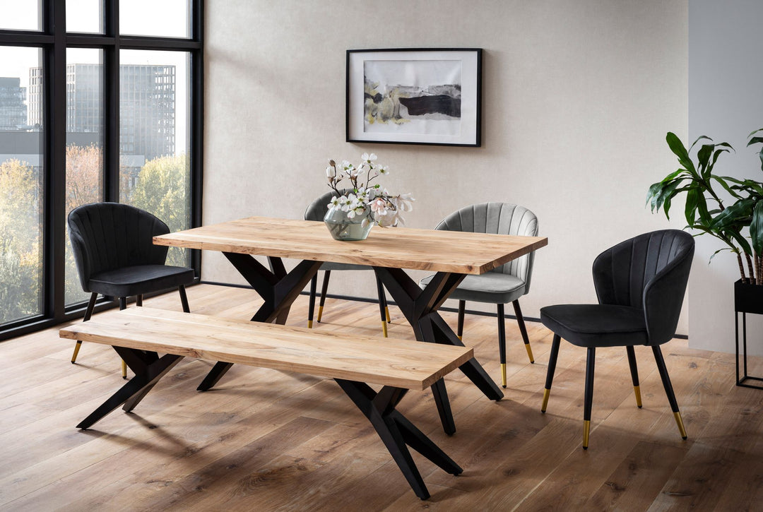 Esstisch Massivholz Metall Rechteckig Loft-Stil