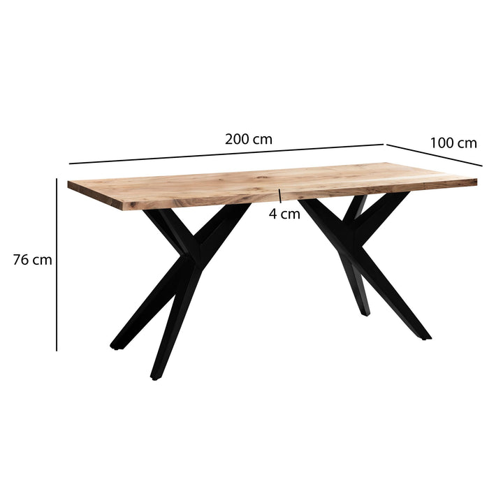 Esstisch Massivholz Metall Rechteckig Loft-Stil