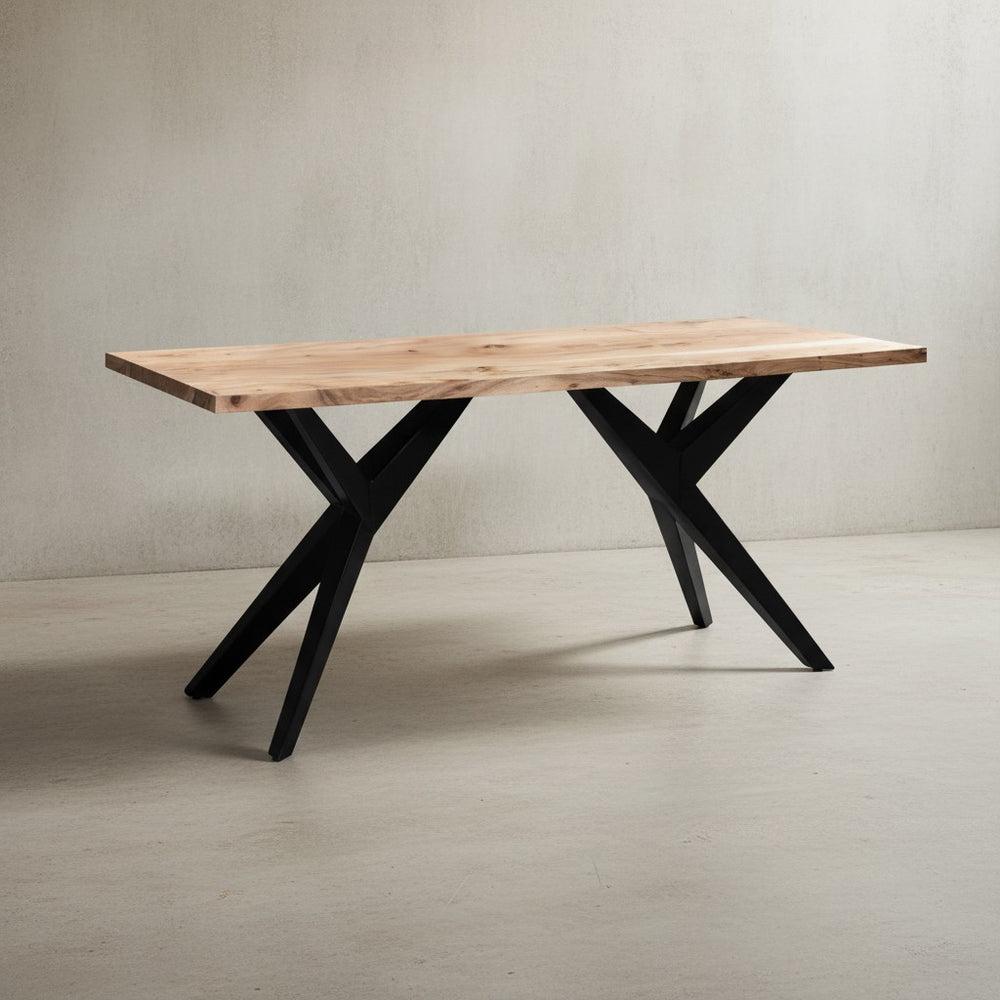 Esszimmertisch Massivholz Metall Esstisch Loft-Style - Küchentisch mit Metallbeinen - Holztisch Industrial Klein - Speisetisch Esszimmer Rechteckig_