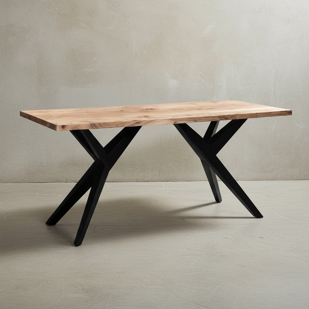 Esszimmertisch Massivholz Metall Esstisch Loft-Style - Küchentisch mit Metallbeinen - Holztisch Industrial Klein - Speisetisch Esszimmer Rechteckig_