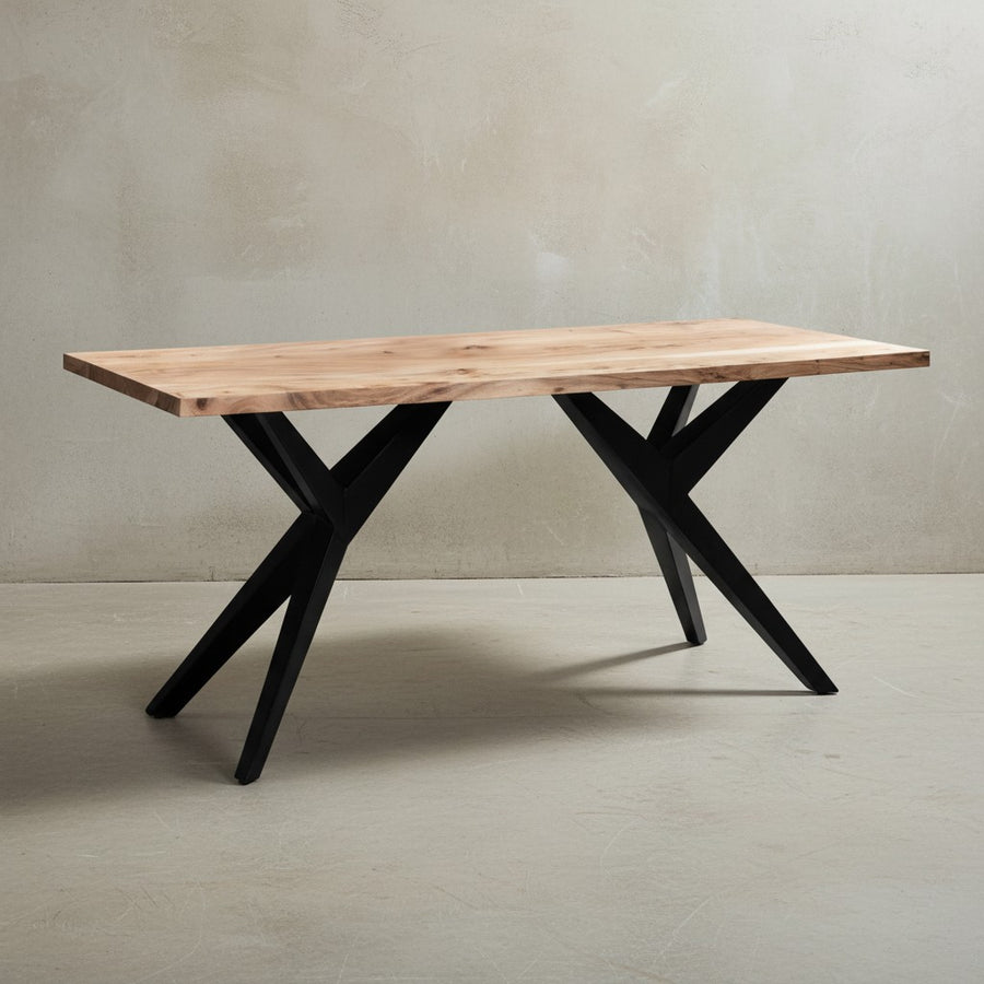 Esszimmertisch Massivholz Metall Esstisch Loft-Style - Küchentisch mit Metallbeinen - Holztisch Industrial Klein - Speisetisch Esszimmer Rechteckig_