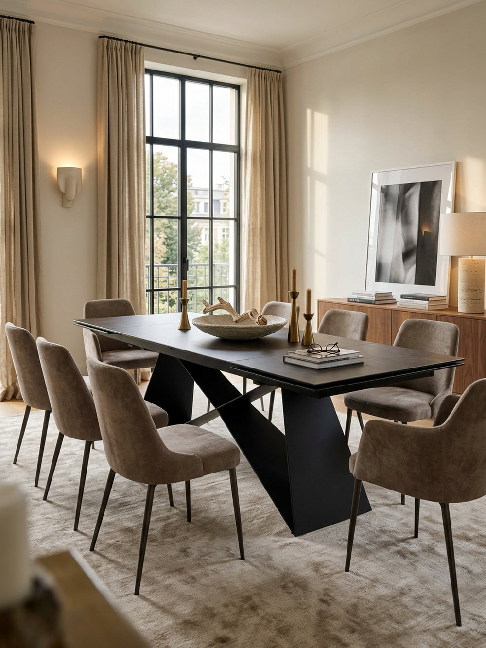 Esszimmertisch 180  - 260 cm Ausziehbar Keramik Glas  - Keramiktisch Marmor-Optik Groß - Designer Küchentisch Rechteckig - Esstisch Extravagant mit Metallbeinen_