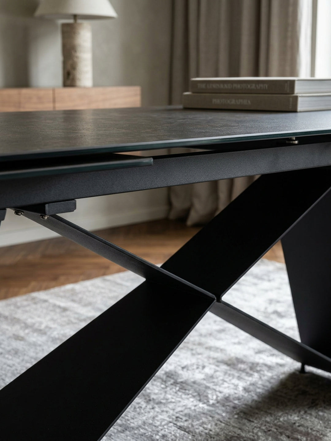 Esszimmertisch 180  - 260 cm Ausziehbar Keramik Glas  - Keramiktisch Marmor-Optik Groß - Designer Küchentisch Rechteckig - Esstisch Extravagant mit Metallbeinen_