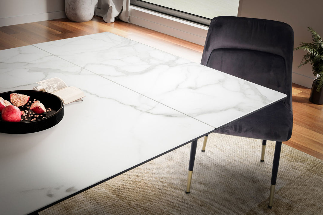 Esstisch Ausziehbar Keramik Glas Marmoroptik Rechteckig Groß