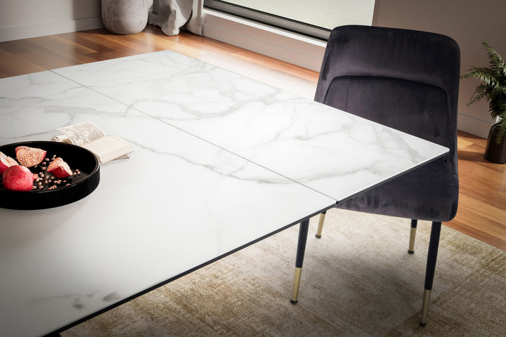 Esstisch Ausziehbar Keramik Glas Marmoroptik Rechteckig Groß