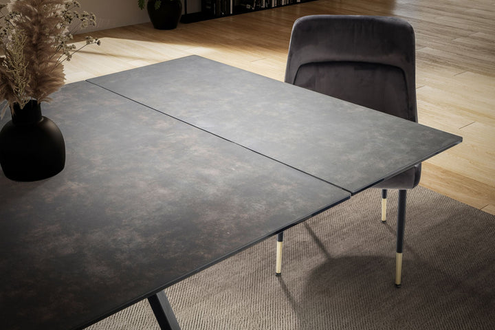 Esszimmertisch 180  - 260 cm Ausziehbar Keramik Glas  - Keramiktisch Marmor-Optik Groß - Designer Küchentisch Rechteckig - Esstisch Extravagant mit Metallbeinen_