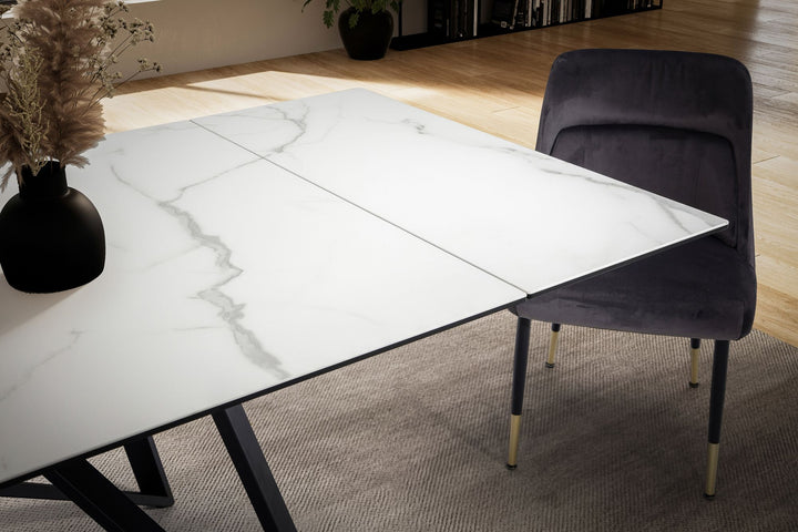 Esstisch Ausziehbar Keramik Glas Marmoroptik Rechteckig Groß