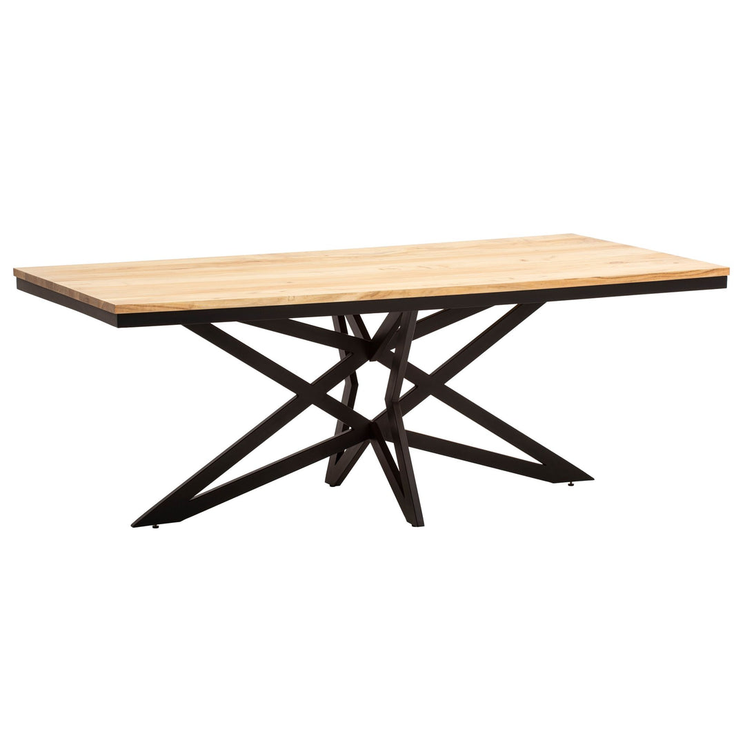 Esszimmertisch – Akazie Massivholz Metall 200x100x77 cm Sterngestell