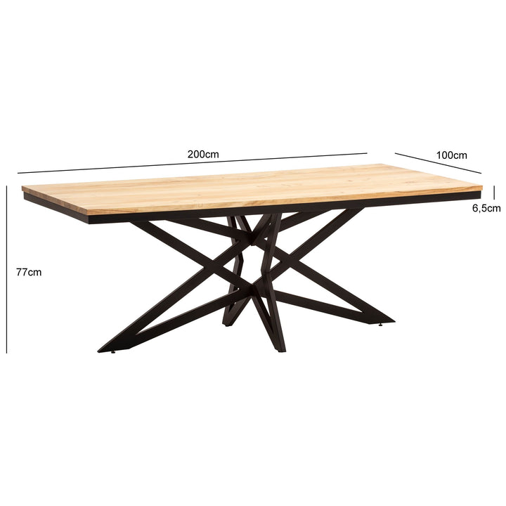 Esszimmertisch – Akazie Massivholz Metall 200x100x77 cm Sterngestell